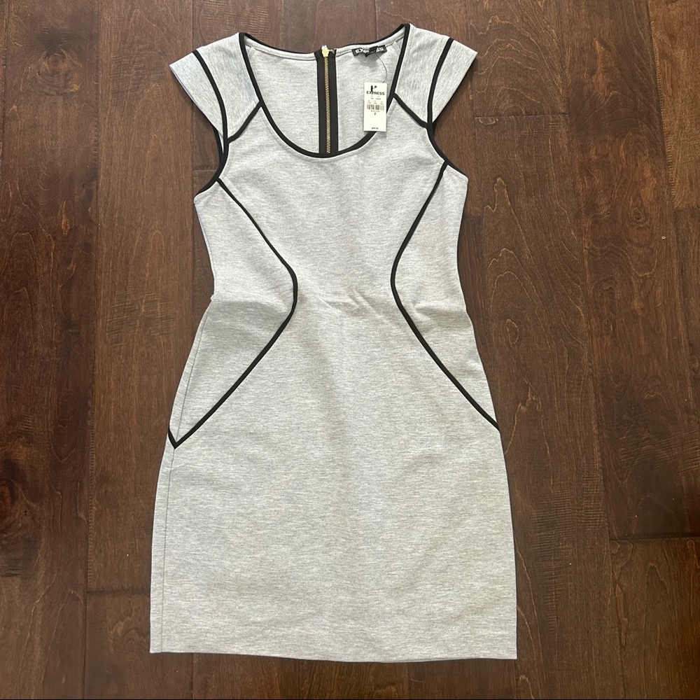 Express gray and black fitted mini dress